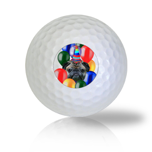 Birthday Pug in Balloons Golf Balls Used Golf Balls - Foundgolfballs.com